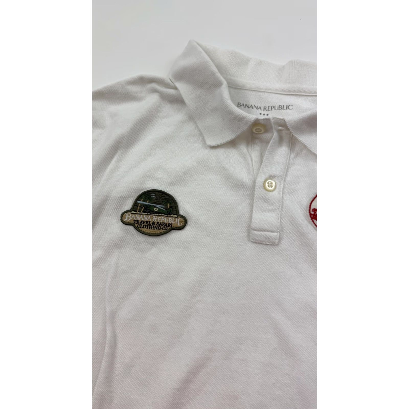 Banana Republic VINTAGE Banana Republic Polo Shirt Mens M White Pique Zebra Logo Patch Safari Patch Casual Mens Medium Short Sleeve Cotton Size US M / EU 48-50 / 2 - 4 Thumbnail