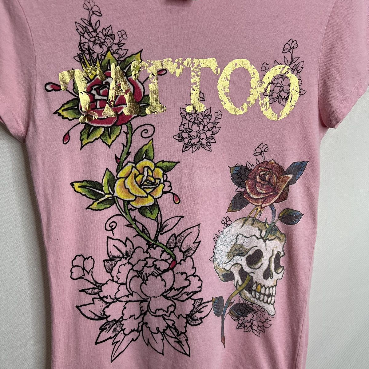 Ed Hardy ED HARDY PINK TATTOO SKULL GRAPHIC SHIRT Size XS / US 0-2 / IT 36-38 - 5 Thumbnail