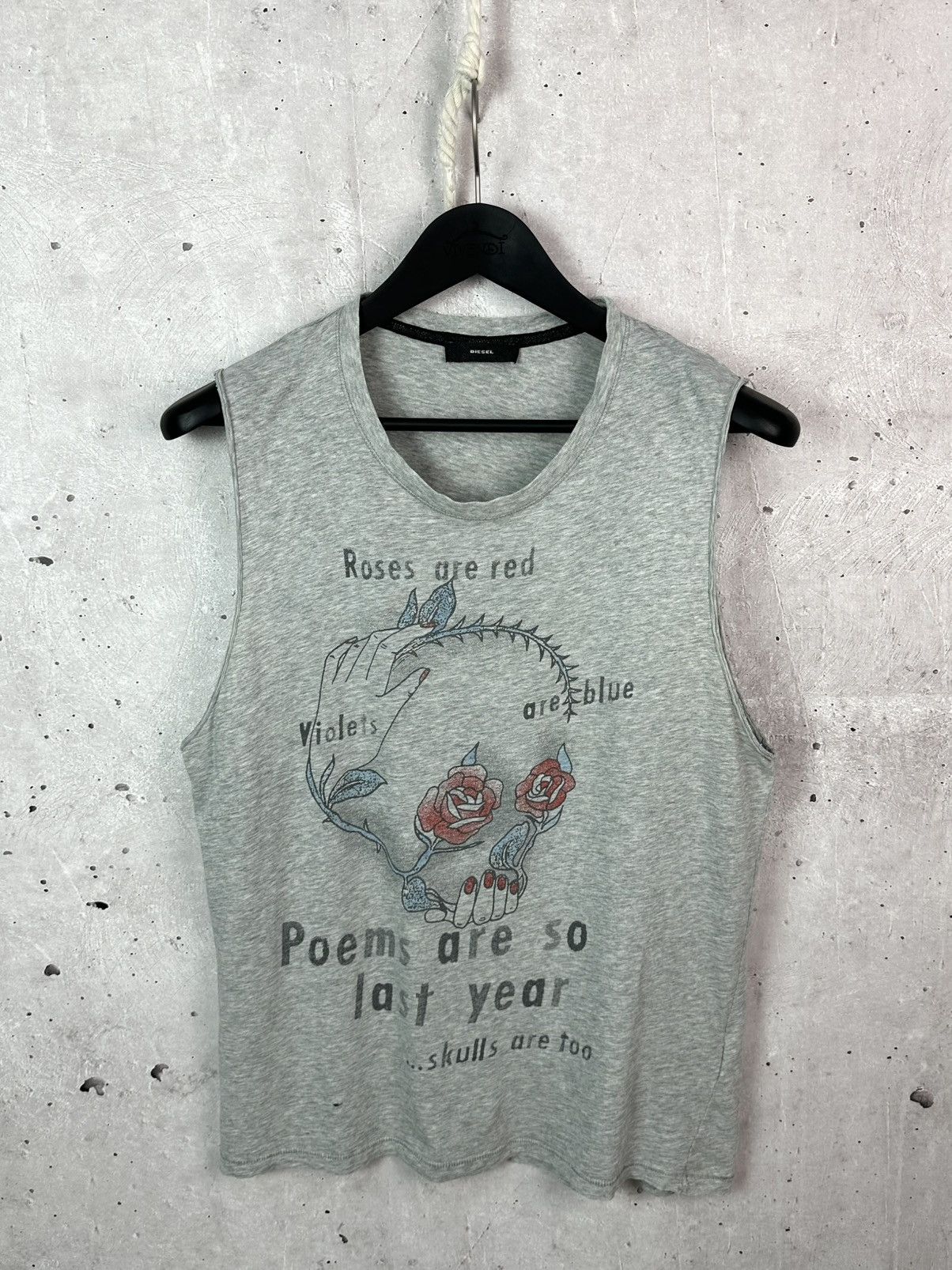 Diesel Vintage Diesel Printed Sleeveless Grey Top Size US S / EU 44-46 / 1 - 1 Thumbnail