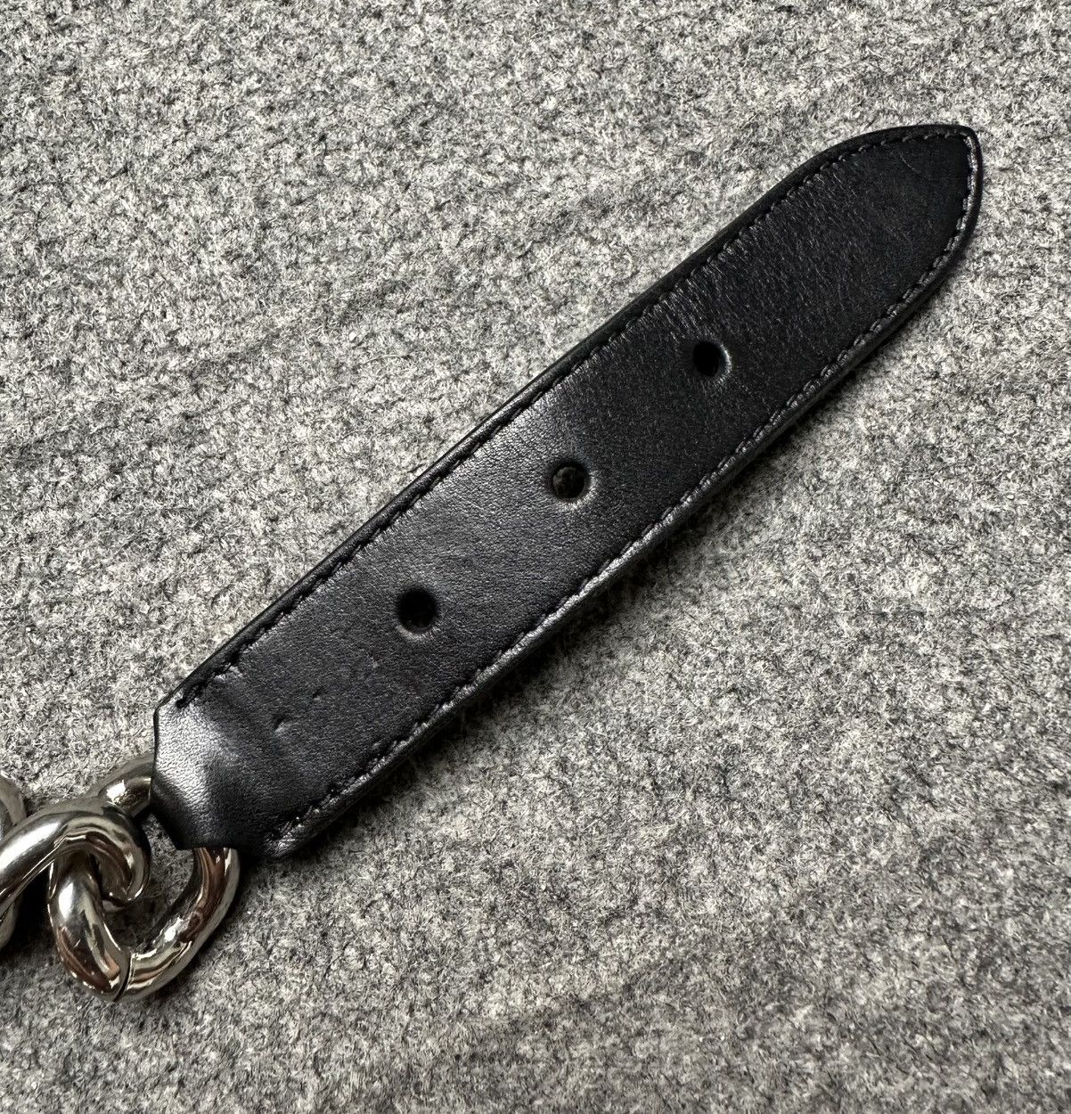 Alexander McQueen Alexander Mcqueen - Chain Belt / Leather Three Holes - Black Size ONE SIZE - 7 Thumbnail