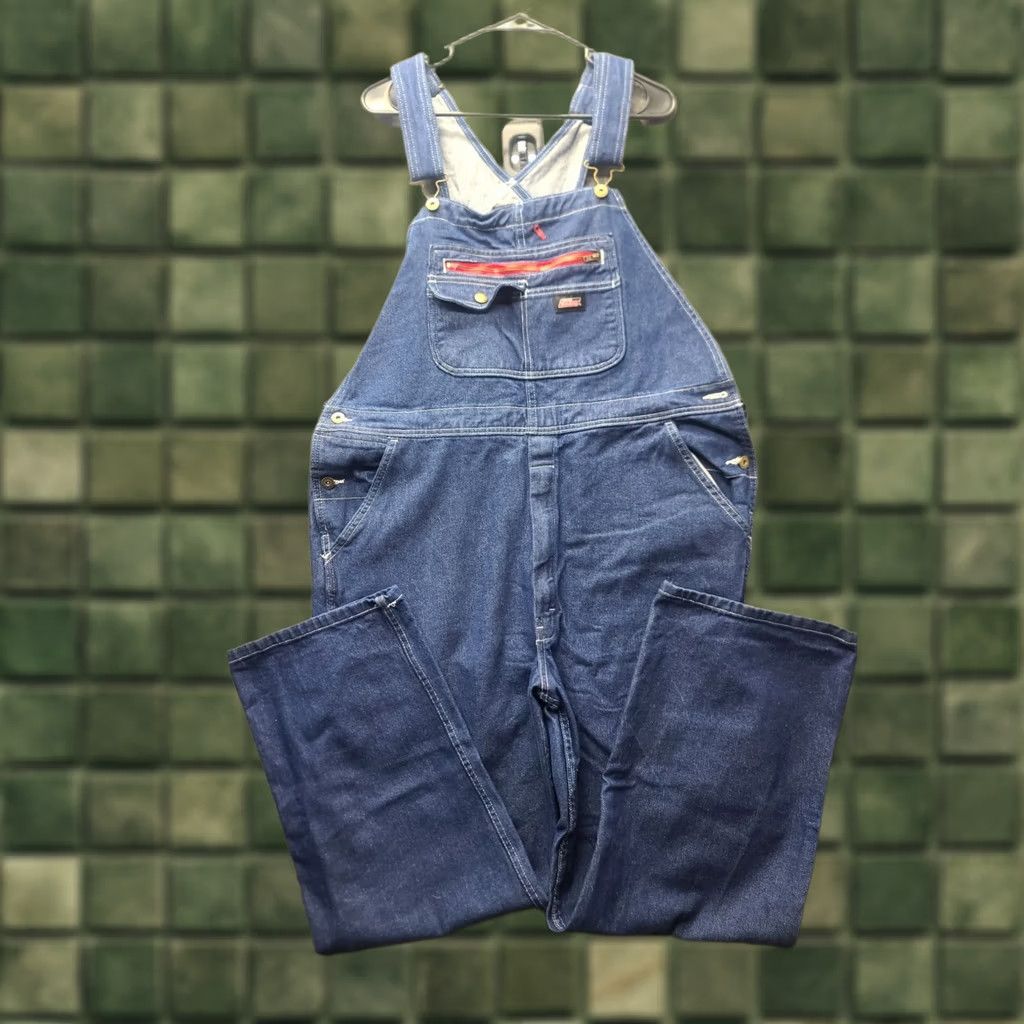 Dickies Genuine Dickies Overall Bibs Mens L 42x31 Regular Fit Denim Blue 90s USA Workwear Gympcore? Size US 33 - 1 Thumbnail