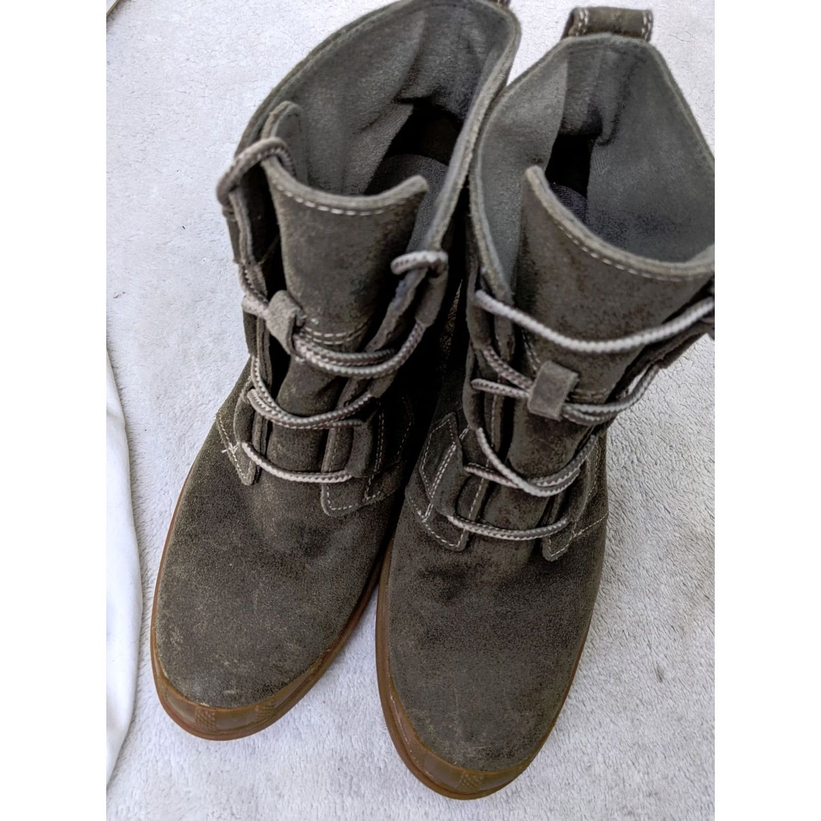SOREL Sorel Toronto Boots Womens 7.5 38.5 Gray Suede Lace Up Wedge Ankle Booties Shoe Size 7.5 Womens Gray Suede Leather Upper Bootie Shoes Collection 90s? Size US 8 / IT 38 - 2 Thumbnail