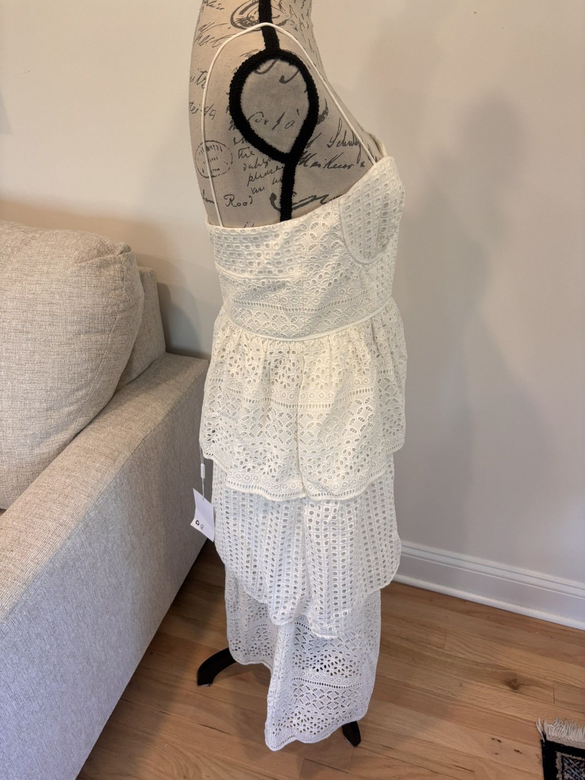 Self-Portrait SELF-PORTRAIT Tiered Broderie-Anglaise Midi Dress size 6 NWT Size M / US 6-8 / IT 42-44 - 10 Thumbnail