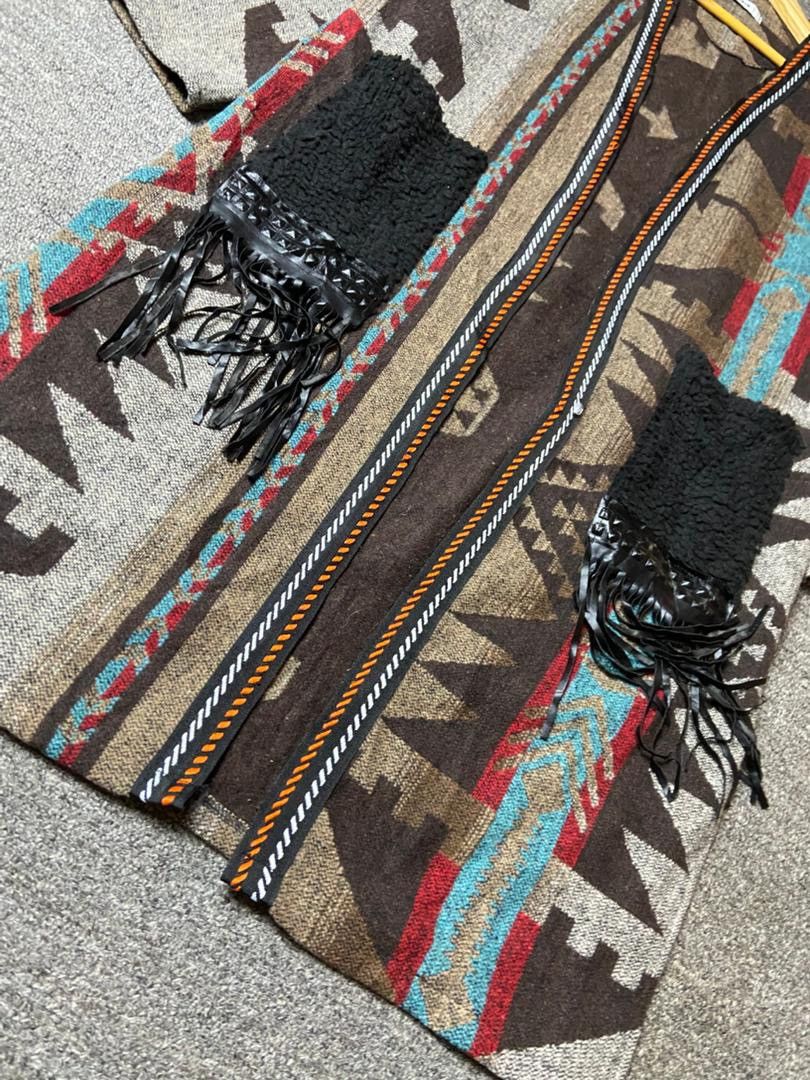 Japanese Brand YAXIN Navajo Aztec Cardigan Jacket with Fringes (179) Size S / US 4 / IT 40 - 6 Thumbnail