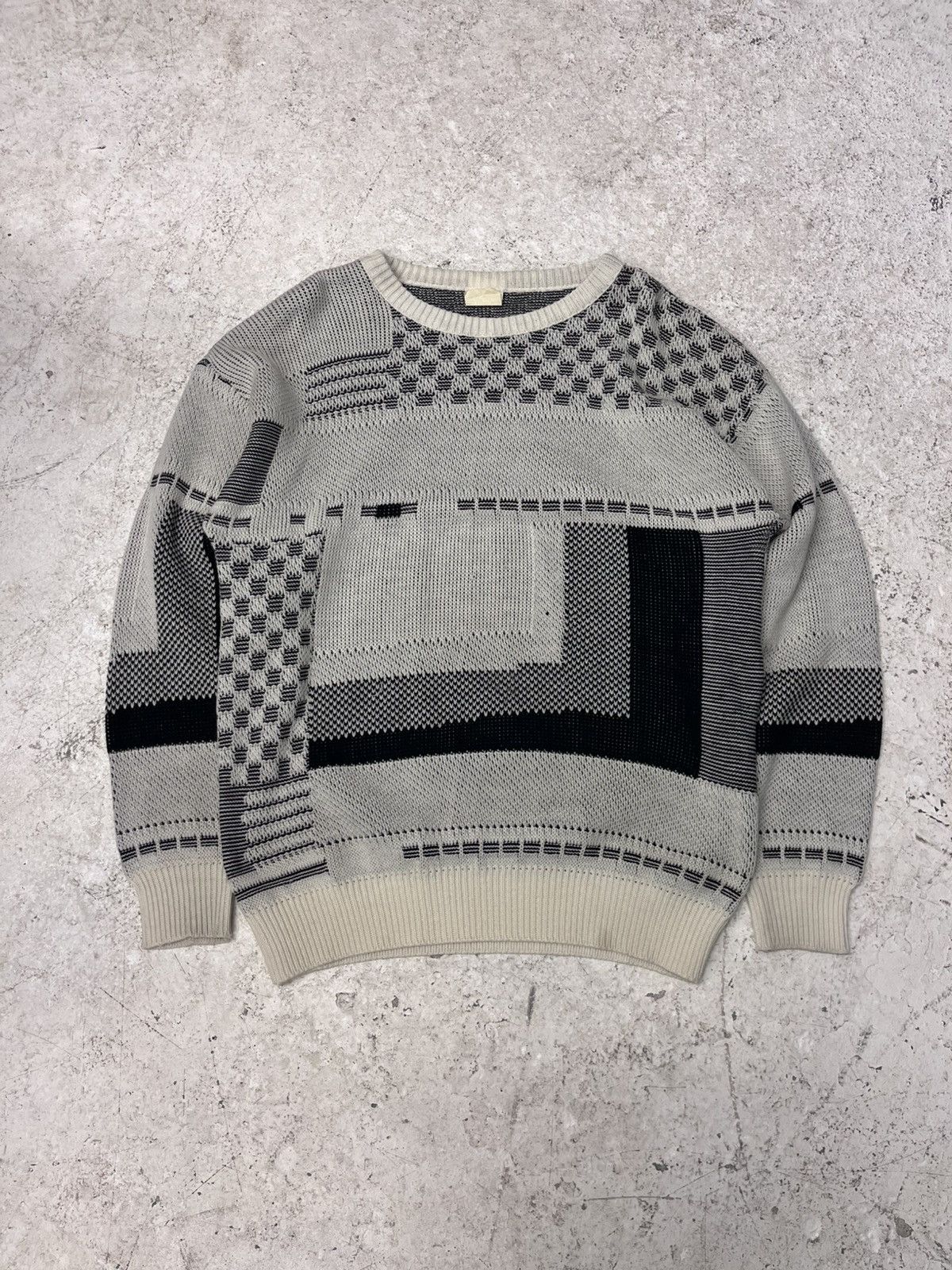 Vintage Vintage black and white knit sweater Size US L / EU 52-54 / 3 - 2 Thumbnail