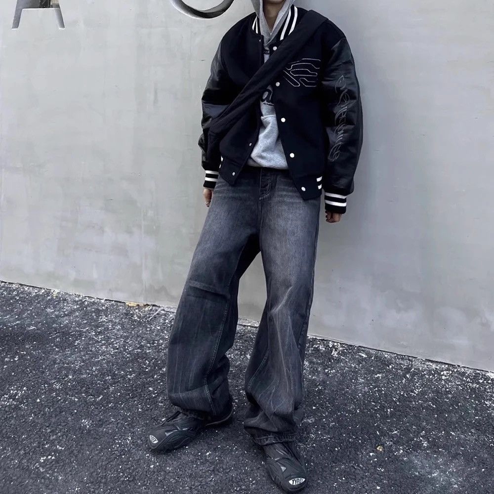 Japanese Brand × Vintage Dark Grey Washed Damage Baggy jeans y2k streetwear Size US 32 / EU 48 - 4 Thumbnail