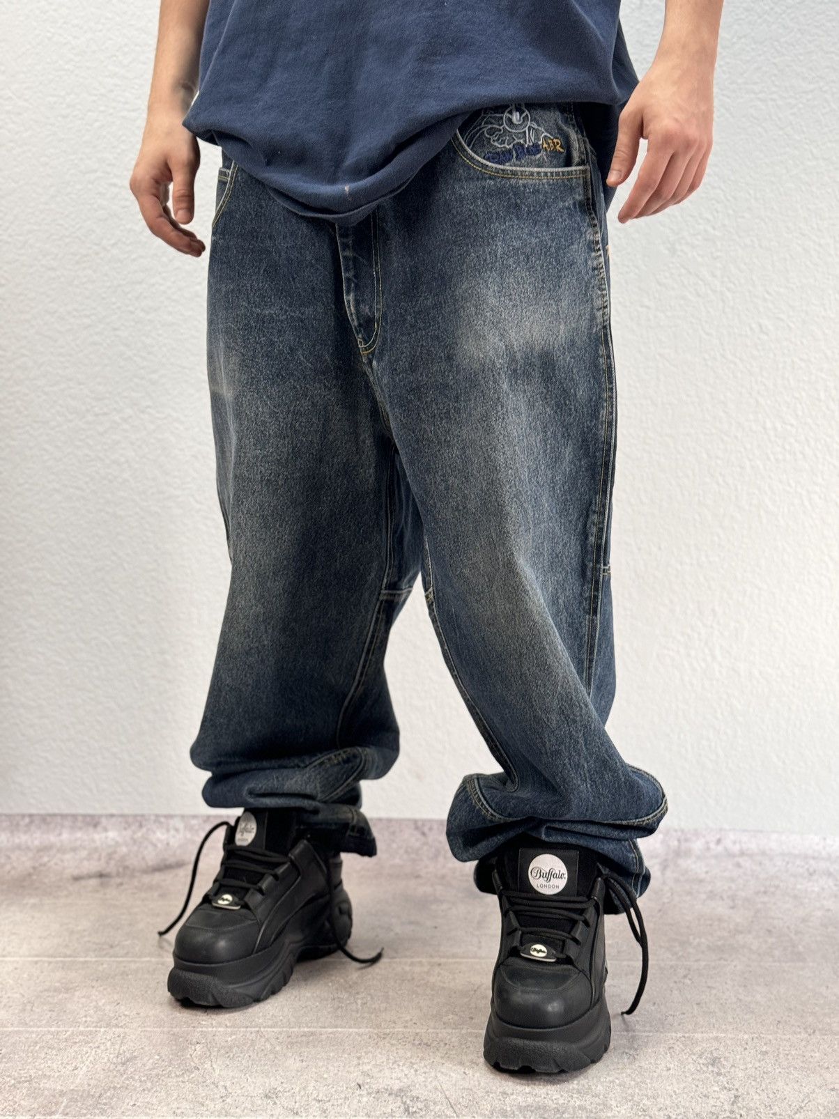 JNCO VINTAGE Y2K RAW BLUE BAGGY CYBER WING DENIM SEQUIN JEANS 36 Size US 36 / EU 52 - 8 Thumbnail