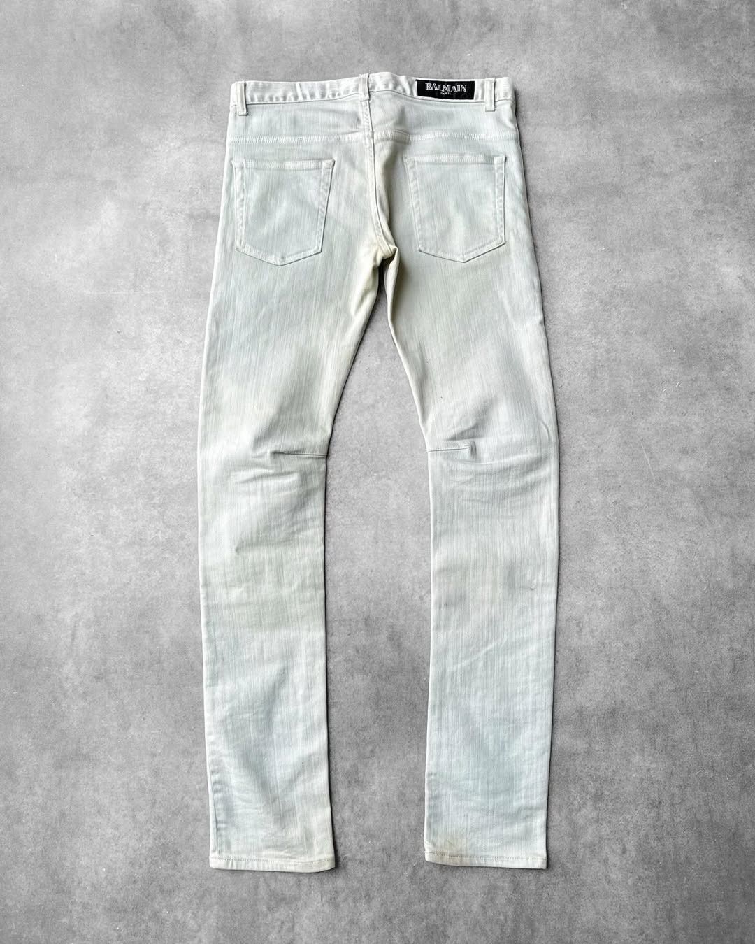 Balmain Balmain SS12 Dirty Coated Pale Yellow Washed Jeans Size US 31 - 8 Thumbnail