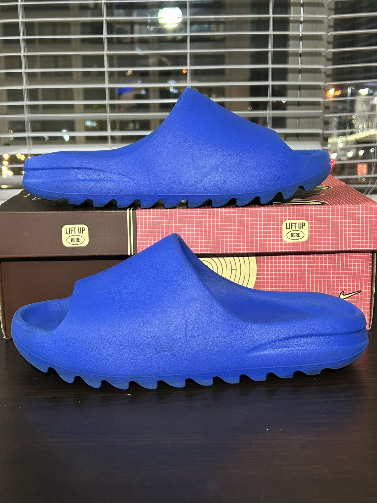 image of Adidas x Kanye West Yeezy Slide Azure Size 11 Id4133 In Hand Ships Next Day in Blue, Men's