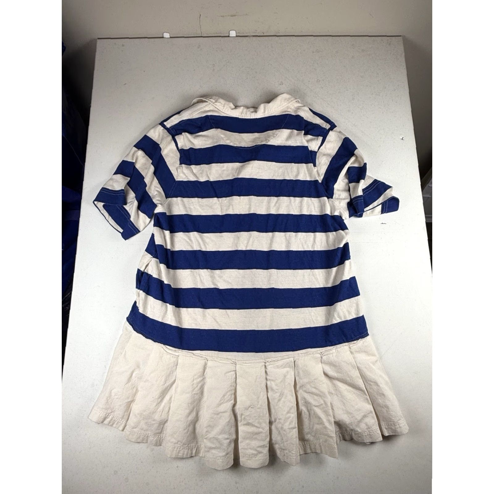 Free People Free People Shirt Dress Womens M White Striped Pleated Hem Blue and White Striped Polo Shirt Dress Pleated Skirt Hem M Women Size M / US 6-8 / IT 42-44 - 6 Thumbnail