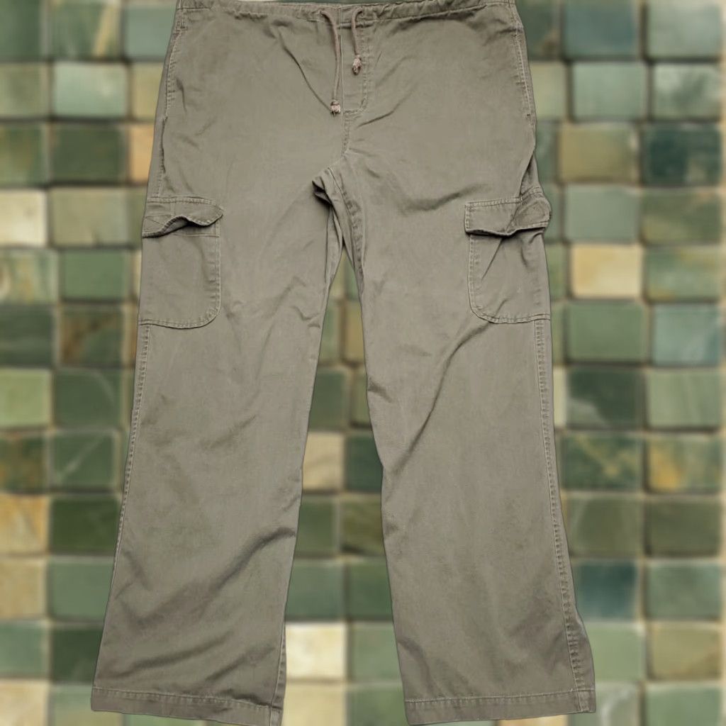 Vintage VINTAGE Utility Wear Cargo Pants Men L Beige Baggy Y2K Skate 90s Drawstring Cargo Pocket Slash Pocket Casual Men's Pants Size US 33 - 1 Thumbnail