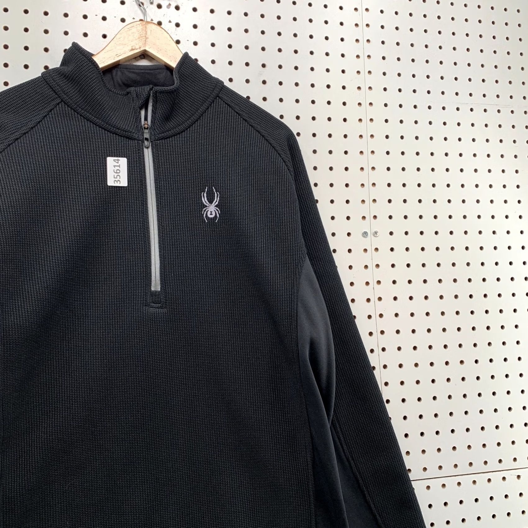 Spyder Spyder 1/4 Zip Pullover Sweatshirt Mens XL Black Waffle Knit Long Sleeve Size US XL / EU 56 / 4 - 3 Thumbnail