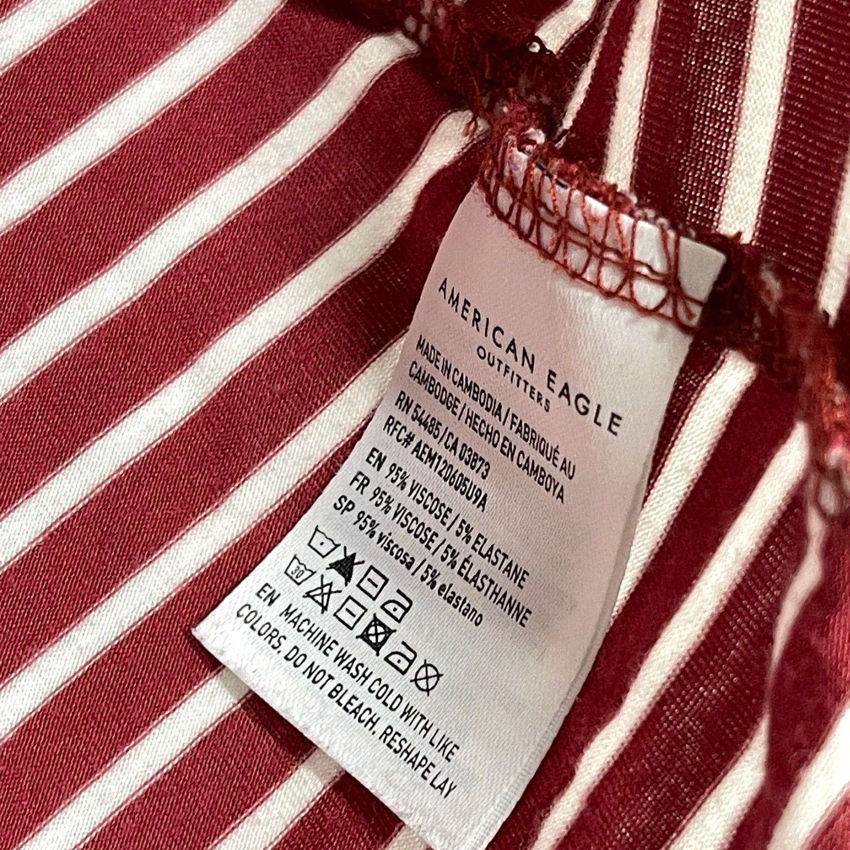 Vintage American Eagle Top Womens M Medium Red White Striped Viscose Pilling T-Shirt Short Sleeve Pullover Casual Basic Knits Mens Womens Boys Girls Size M / US 6-8 / IT 42-44 - 7 Thumbnail