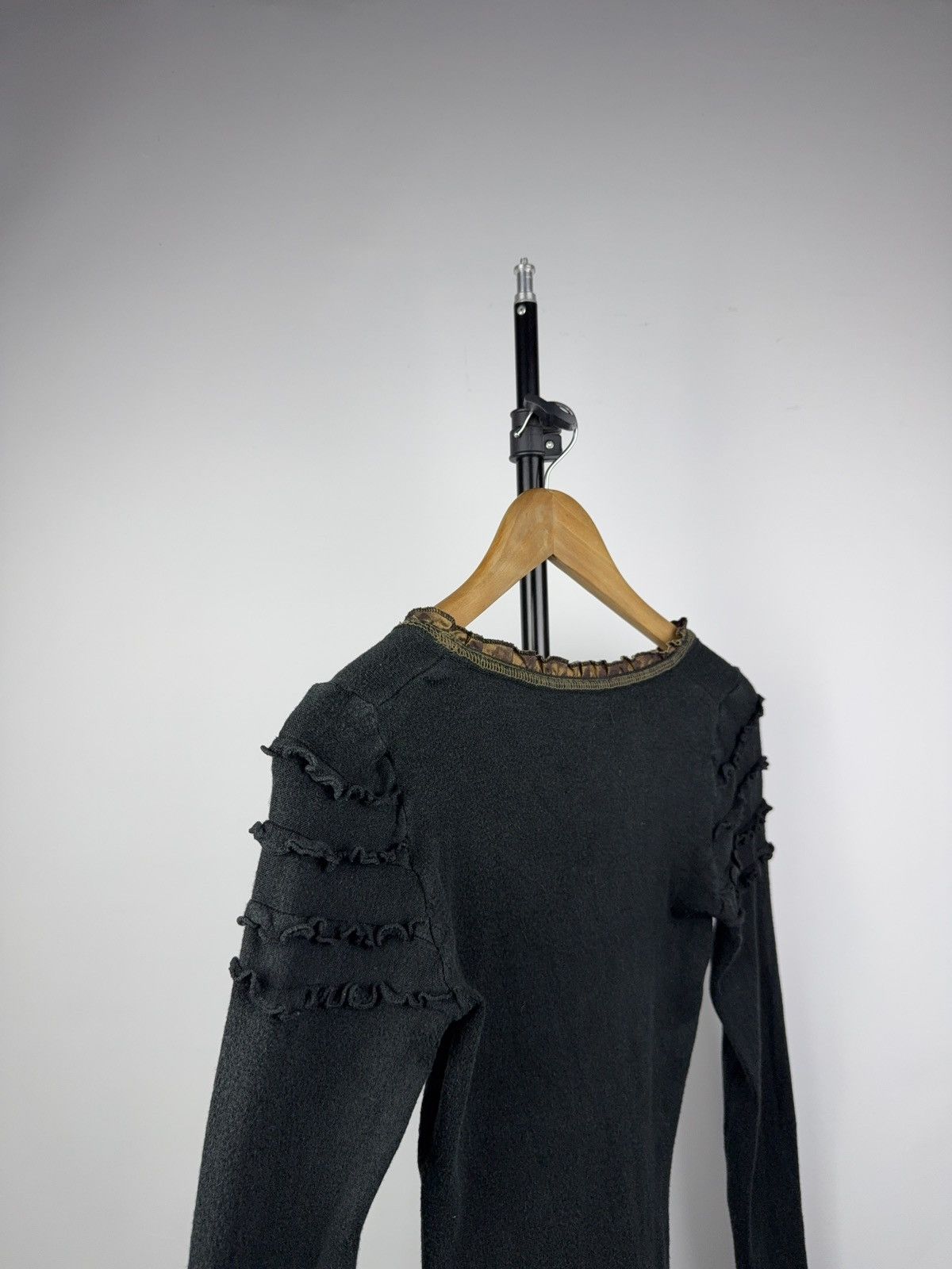Japanese Brand Vintage Gothic Ruffle Trim Black Sheer Long Sleeve Top Size S / US 4 / IT 40 - 9 Thumbnail