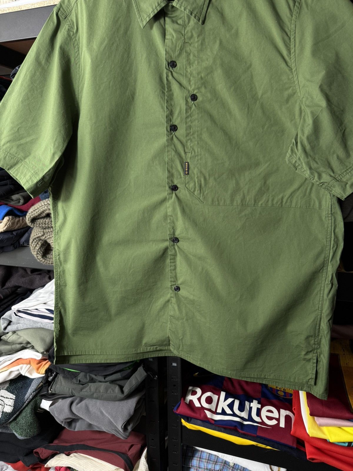 G-Star G-Star RAW Mens Shirt XL Green Short Sleeve Button Up Casual Size US XL / EU 56 / 4 - 4 Thumbnail