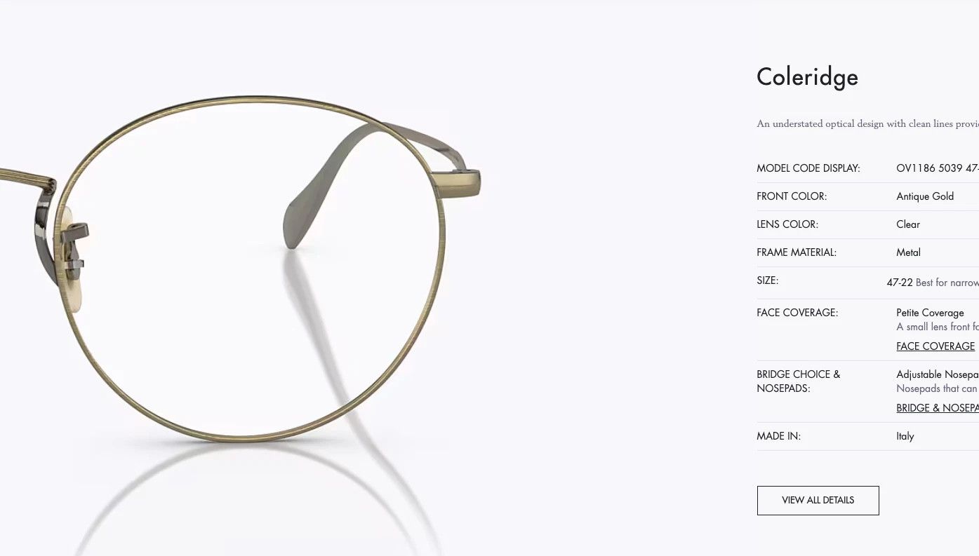 Oliver Peoples 47mm ~ Antique Gold ~ OLIVER PEOPLES COLERIDGE OPTICAL Size ONE SIZE - 9 Thumbnail