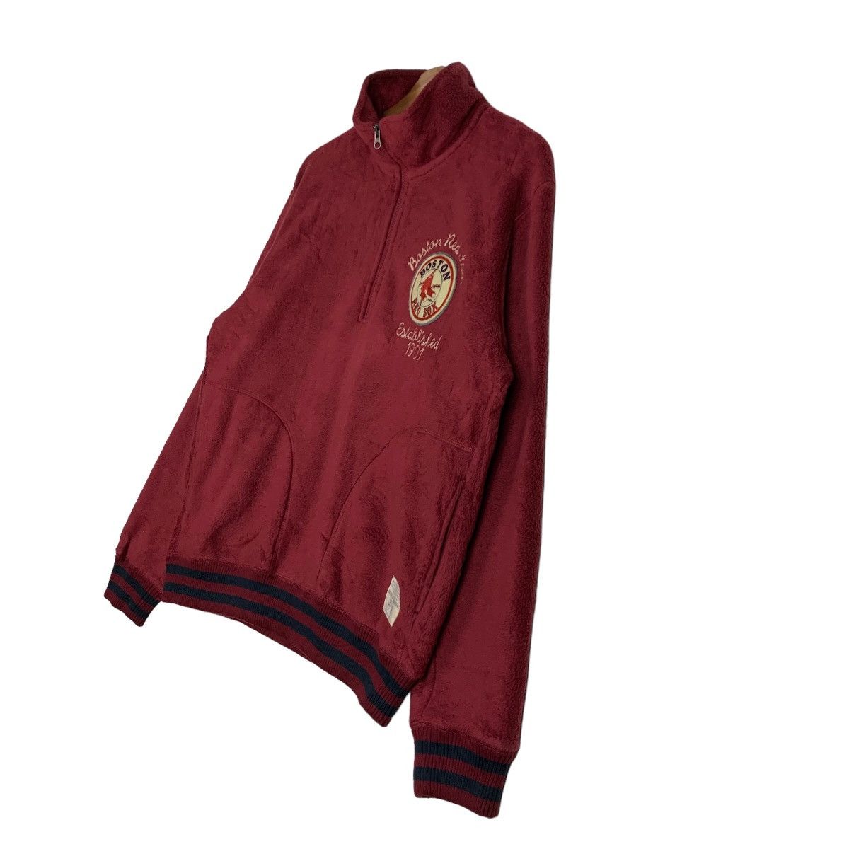 Japanese Brand MLB BOSTON RED SOX Half Zip Turtle Neck Fleece #0044-C3 Size US XL / EU 56 / 4 - 4 Thumbnail