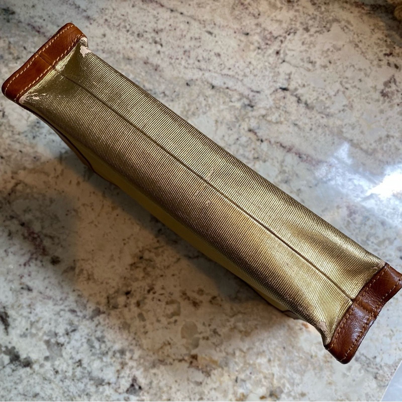 Furla FURLA Italy Clutch Gold Spectator Leather Trim Purse Size ONE SIZE - 11 Thumbnail