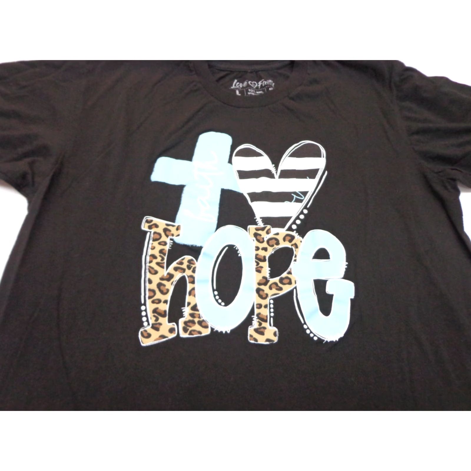 Vintage LOVE IN FAITH Hope T-Shirt Tee Black Womens Size Large Size L / US 10 / IT 46 - 2 Thumbnail