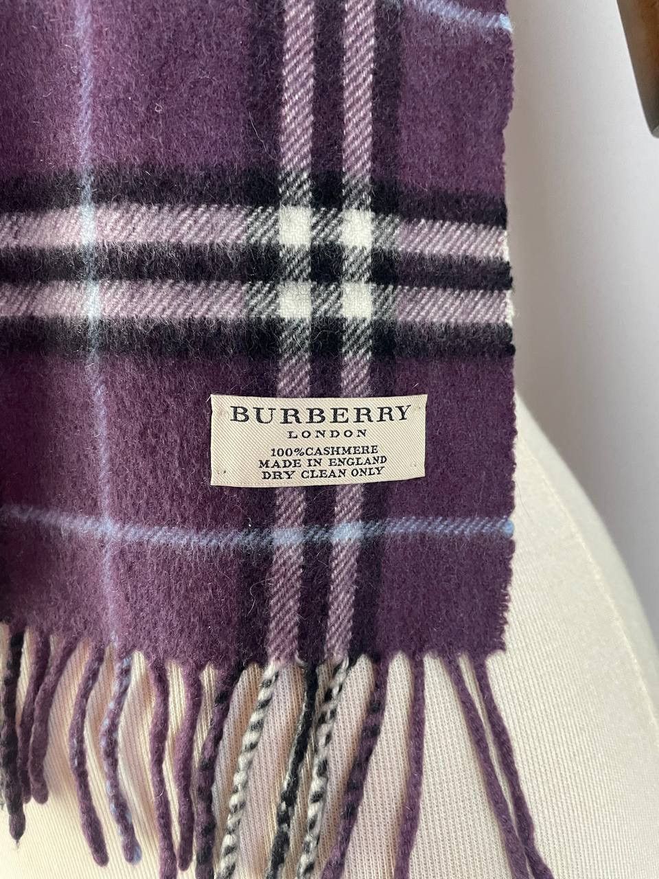 Burberry Burberry Nova Check Purple Scarf Cashmere Size ONE SIZE - 3 Thumbnail