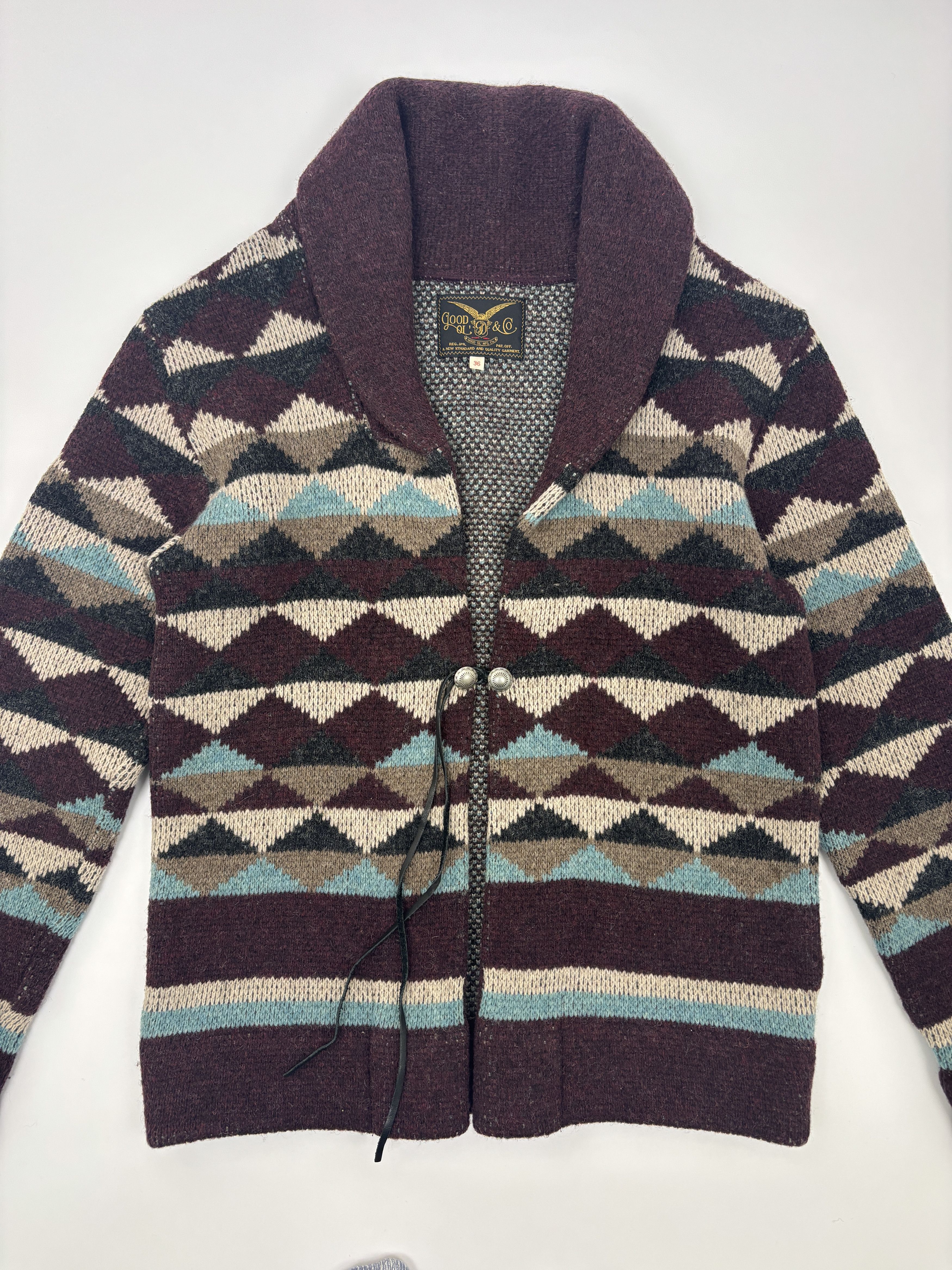Japanese Brand Good Ol’ Shawl Collar Cardigan Wool Knit Concho Button Size US S / EU 44-46 / 1 - 3 Thumbnail