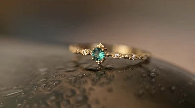 One Piece Simple Green Zircon Tail Ring (size 5-8) Size ONE SIZE - 2 Thumbnail