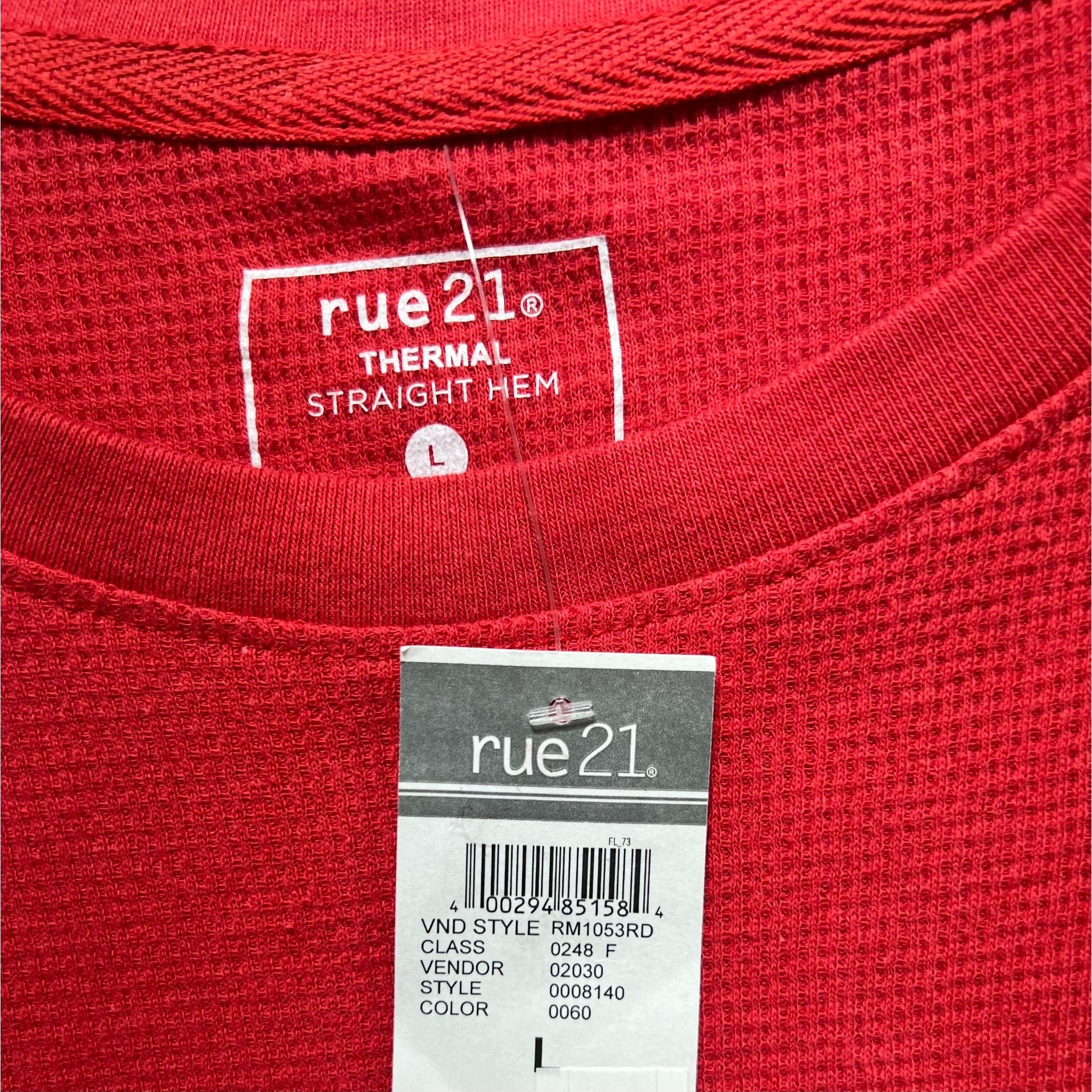 rue21 Rue 21 - Men's Waffle Knit Henley Athletic Top - Red - Large Size US L / EU 52-54 / 3 - 6 Thumbnail
