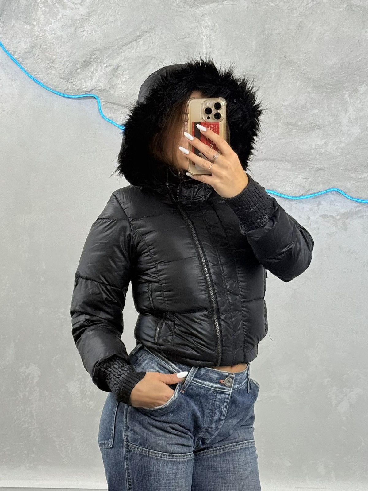Nike Vintage puffer/bomber jacket nike with fur japan style y2k Size XS / US 0-2 / IT 36-38 - 1 Thumbnail