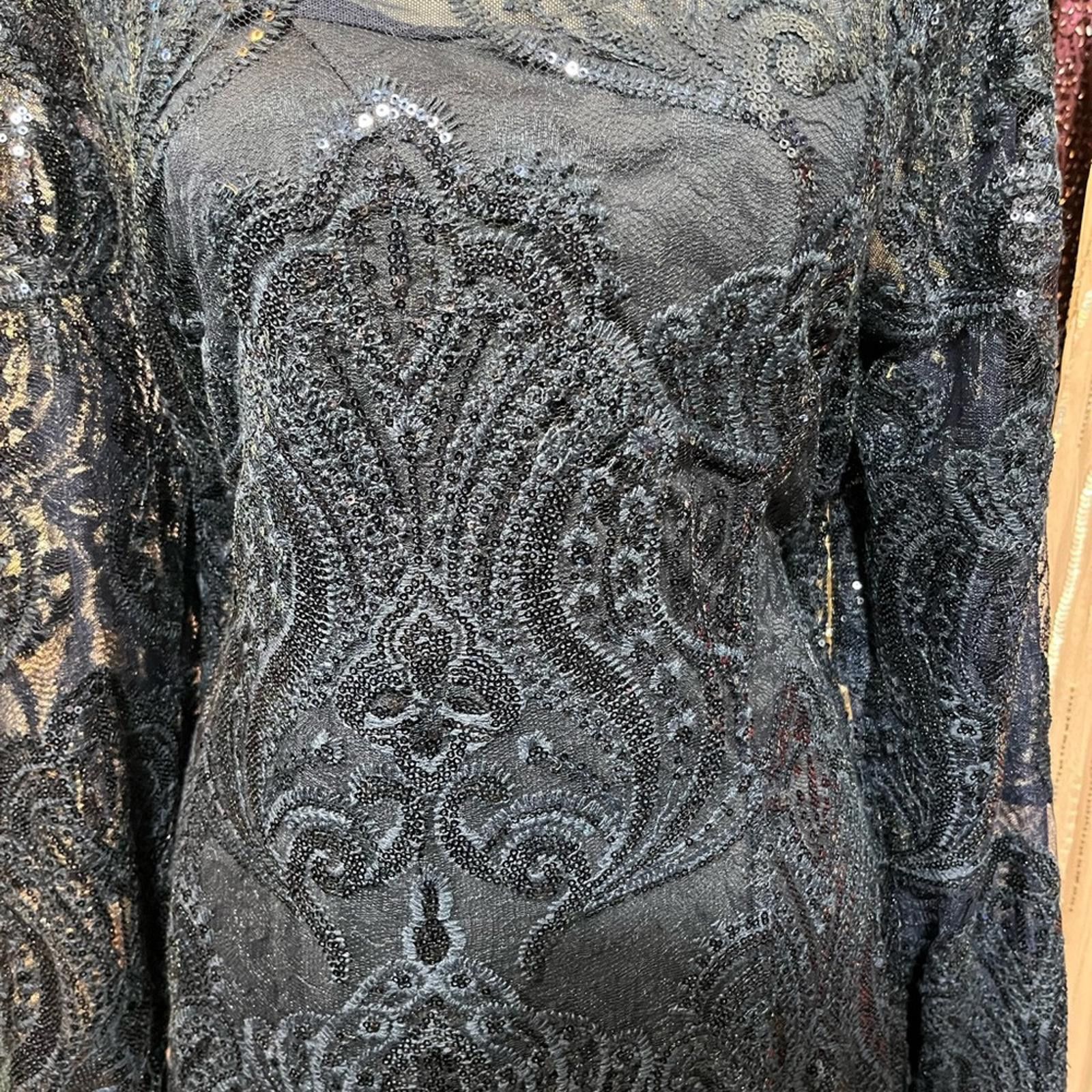 Wacko Maria MARINA Black Long Sleeve Gown for Wedding Guest Size XXL / US 16-18 / IT 52-54 - 3 Thumbnail