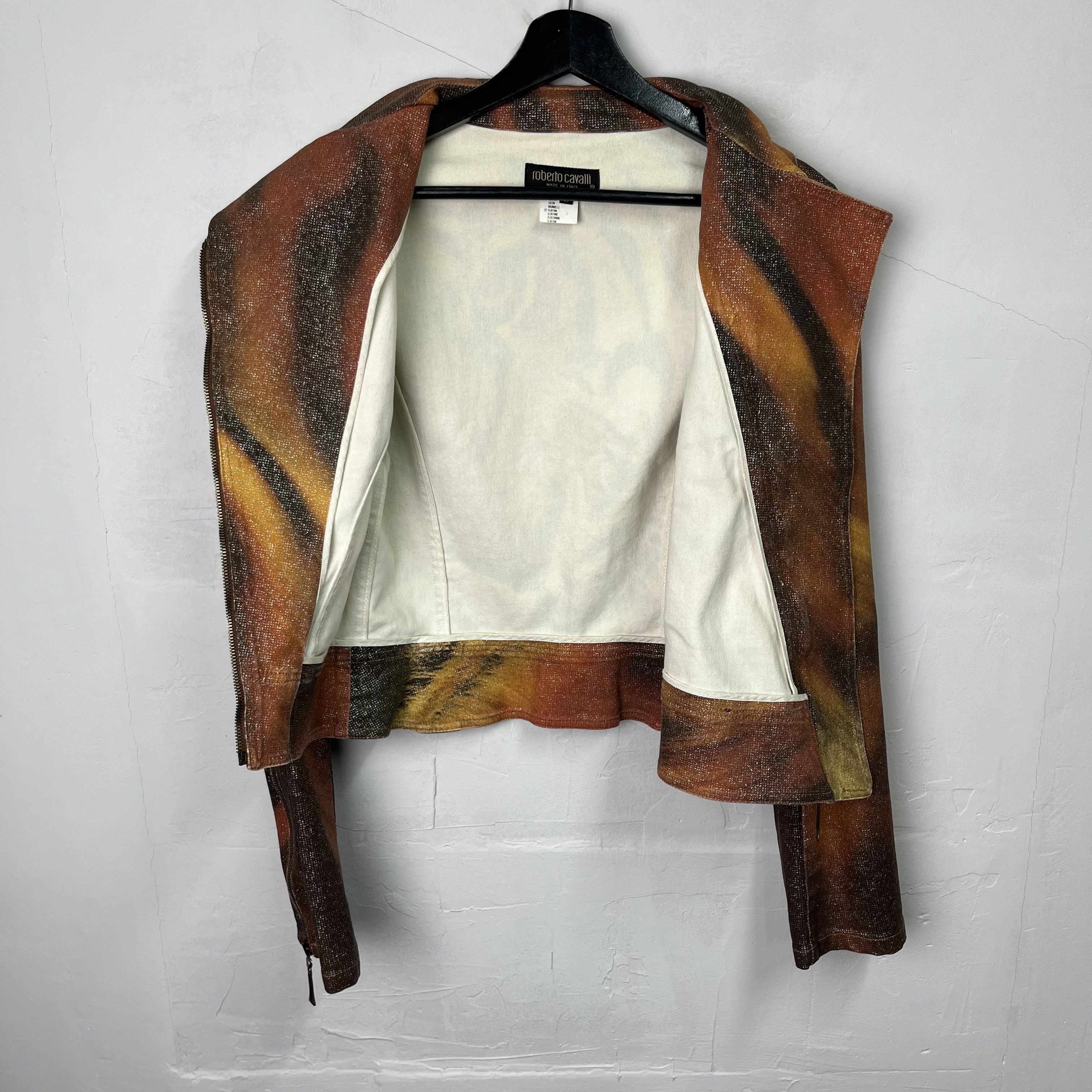 Roberto Cavalli Roberto Cavalli FW00 Glitter Tiger Zip Jacket Size L / US 10 / IT 46 - 4 Thumbnail