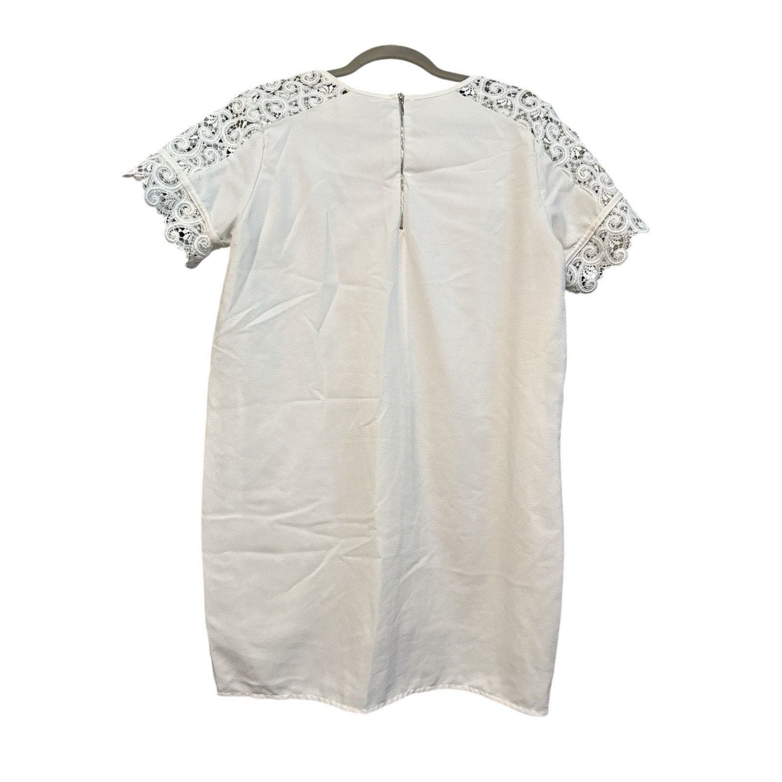 Zara ZARA IVORY WHITE SHORT SLEEVE LACE TRIM SHIFT DRESS SIZE XL | Grailed