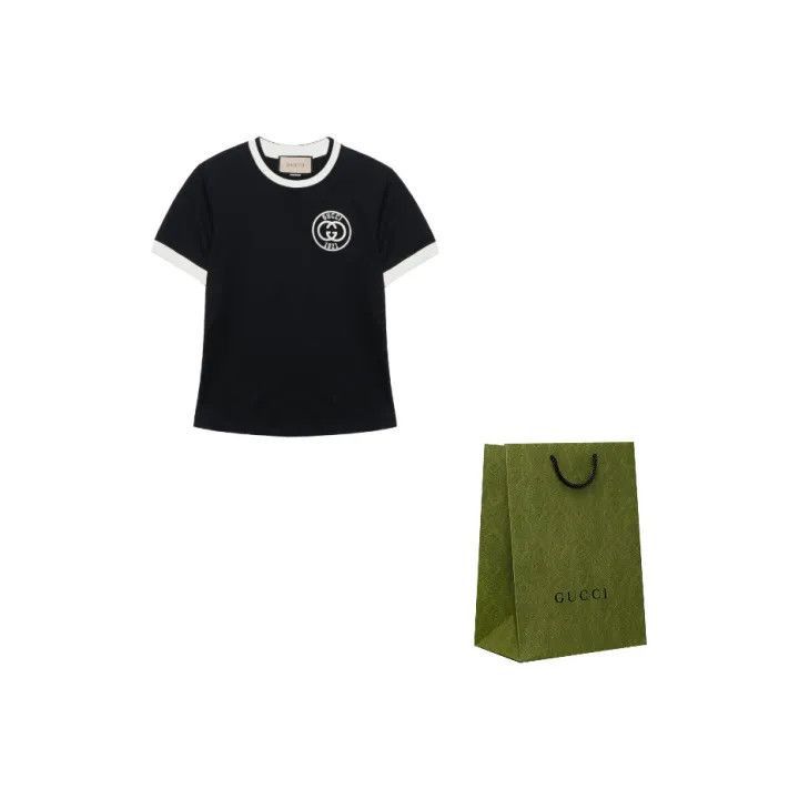 Gucci Gucci FW23 Logo Embroidered Black T-Shirt-2507 Size S / US 4 / IT 40 - 1 Thumbnail