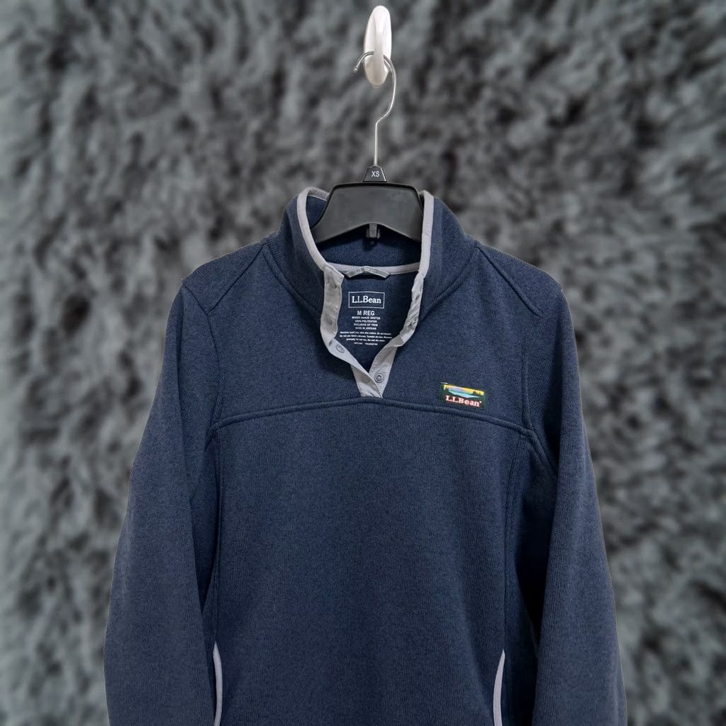Vintage LL Bean Sweater Womens Medium Blue T-Snap Fleece Pullover Logo L/S 292726 Size M / US 6-8 / IT 42-44 - 1 Thumbnail