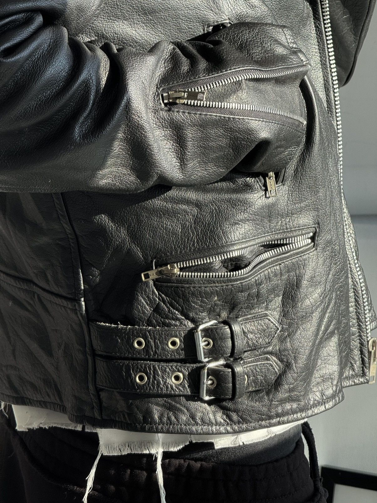 Vintage Vintage Leather Jacket Black Large Zip Up Motorcycle Biker Size US L / EU 52-54 / 3 - 6 Thumbnail