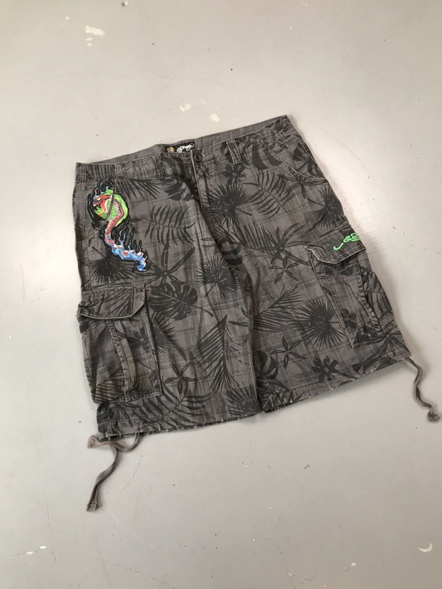 Christian Audigier × Ed Hardy × Vintage Edhardy by Christian Audigier tiger 🐯 embroidered jort Size US 39 - 4 Thumbnail