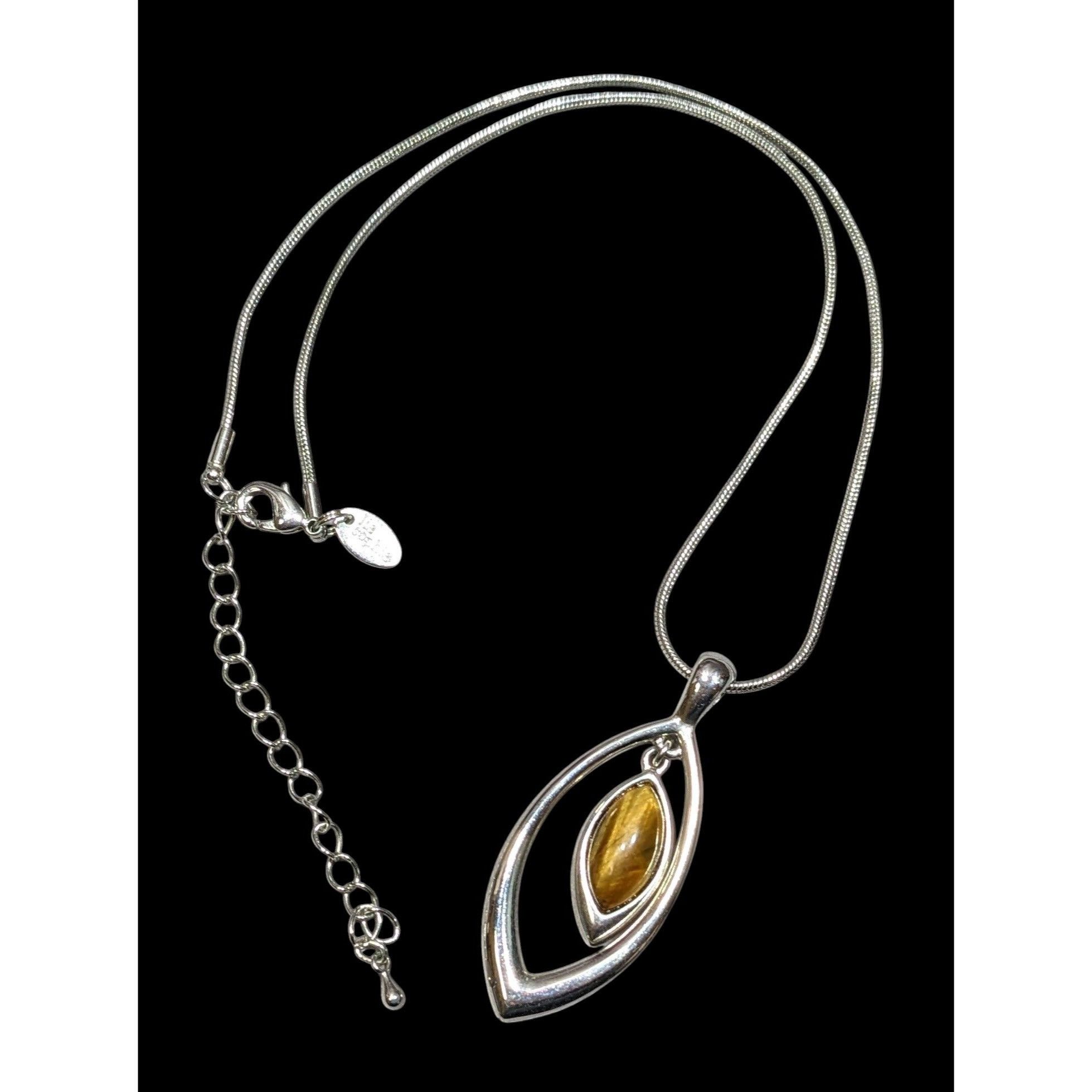 Other Lia Sophia Tiger Eye Silver Tone Pendant Necklace Size ONE SIZE - 1 Thumbnail