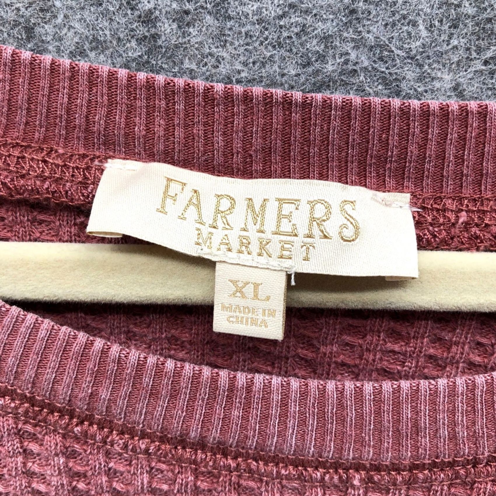 Market Farmers Market Waffle Knit Oversized Sweatshirt Womens XL Red Sunwashed Boho Size XL / US 12-14 / IT 48-50 - 5 Thumbnail