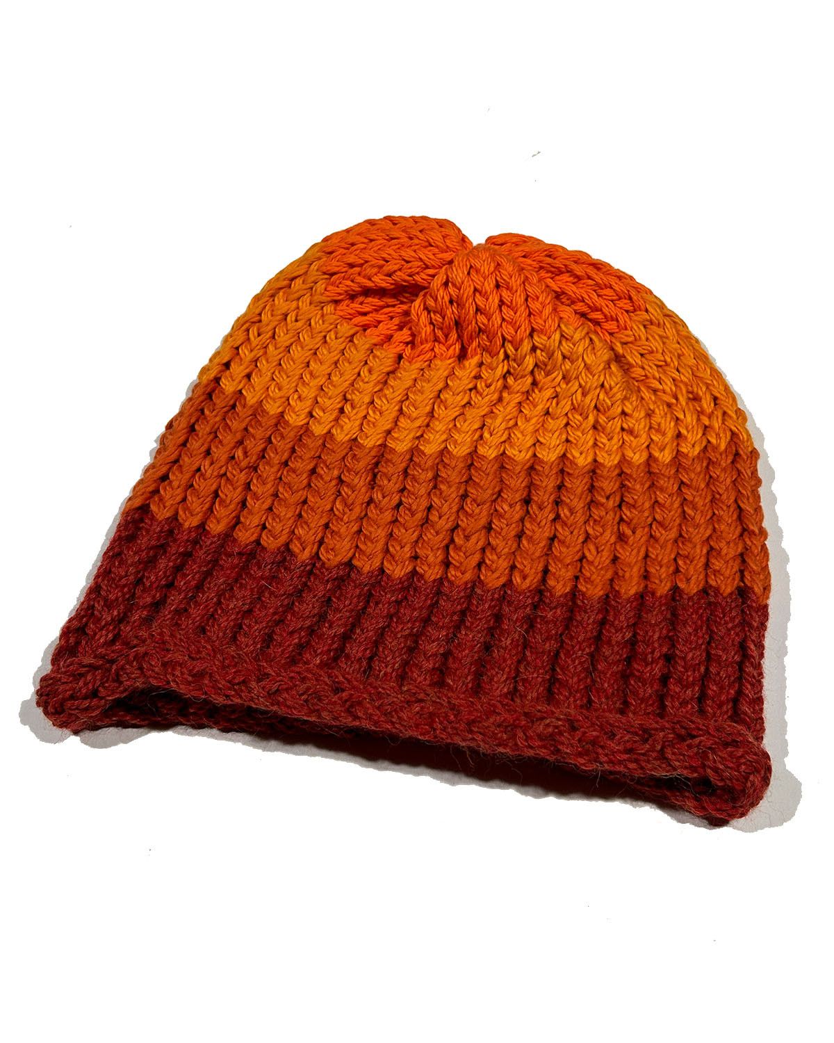 Greg Lauren GREG LAUREN ORANGE KNITTED BEANIE HAT Size ONE SIZE - 2 Thumbnail
