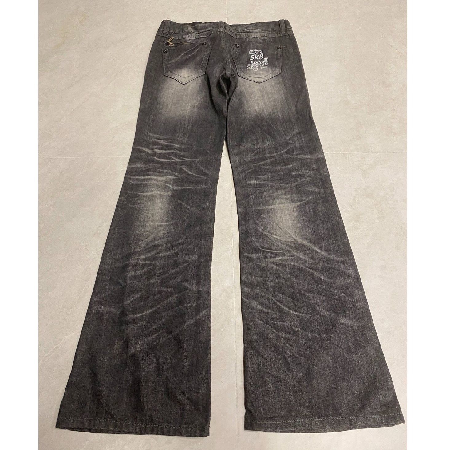 Japanese Brand Vintage Faded Wash Low-rise Flared Bootcut Denim Jeans Black Size 30" / US 8 / IT 44 - 4 Thumbnail