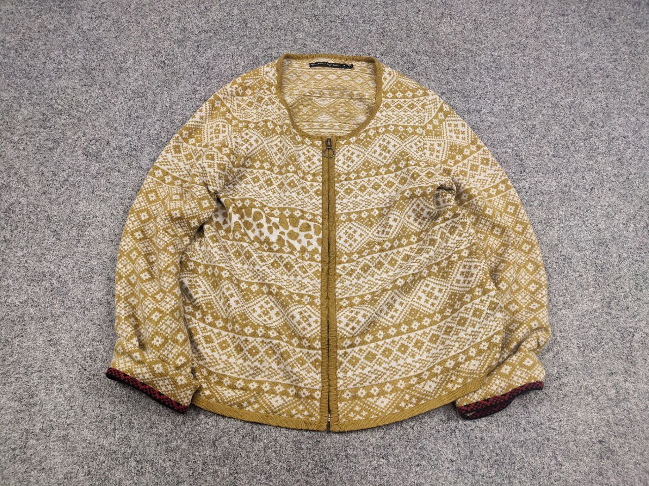 Gudrun Sjoden Gudrun Grenz zip Wool Blend Yellow pattern Seater cardigan Size S / US 4 / IT 40 - 2 Thumbnail