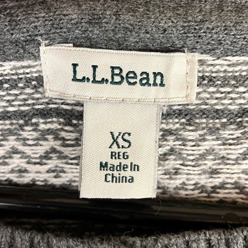 Vintage VINTAGE L.L. Bean Womens Cardigan Gray White Fair Isle Button Front Cashmere XS Sweater Size XS / US 0-2 / IT 36-38 - 6 Thumbnail
