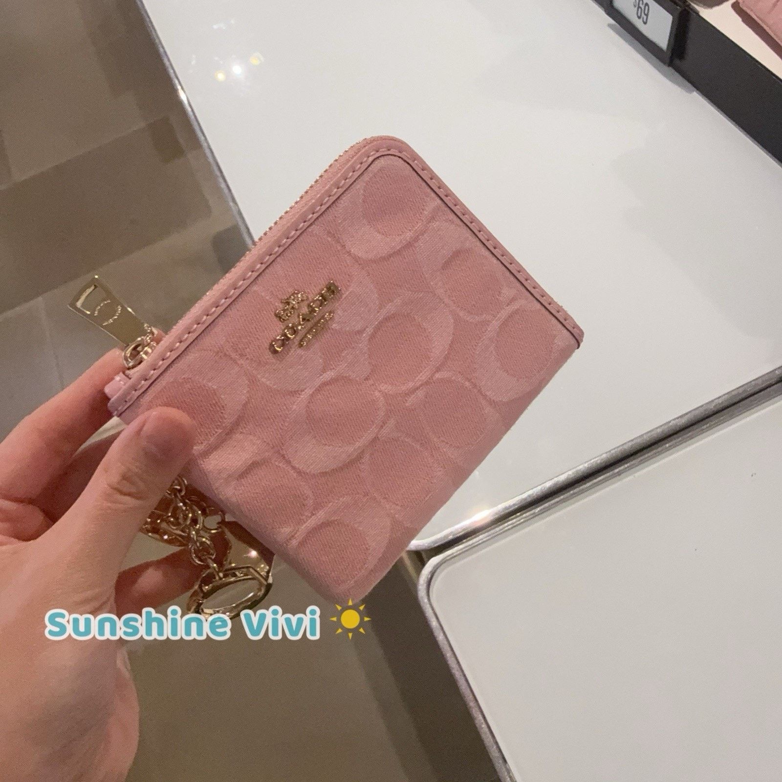 Coach NWT Coach Small Corner Zip Wallet Denim Charms CEU98 Pink Size ONE SIZE - 8 Thumbnail