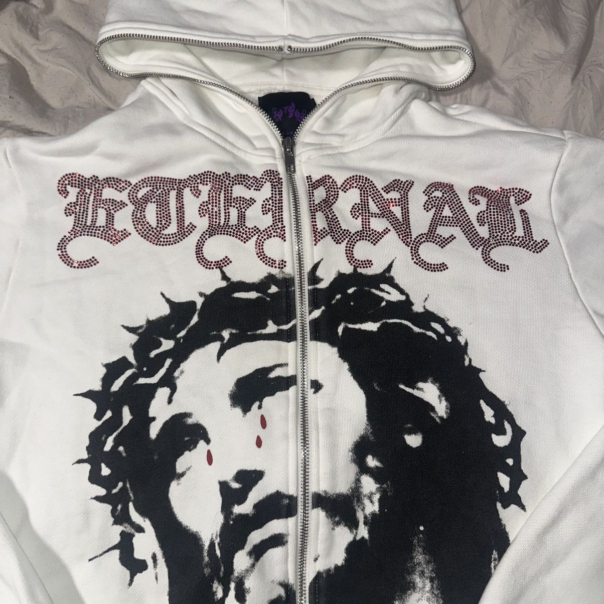 Eternal Eternal Artwear Cry of Christ Jesus Full Zip Up White Hoodie Size US S / EU 44-46 / 1 - 3 Thumbnail