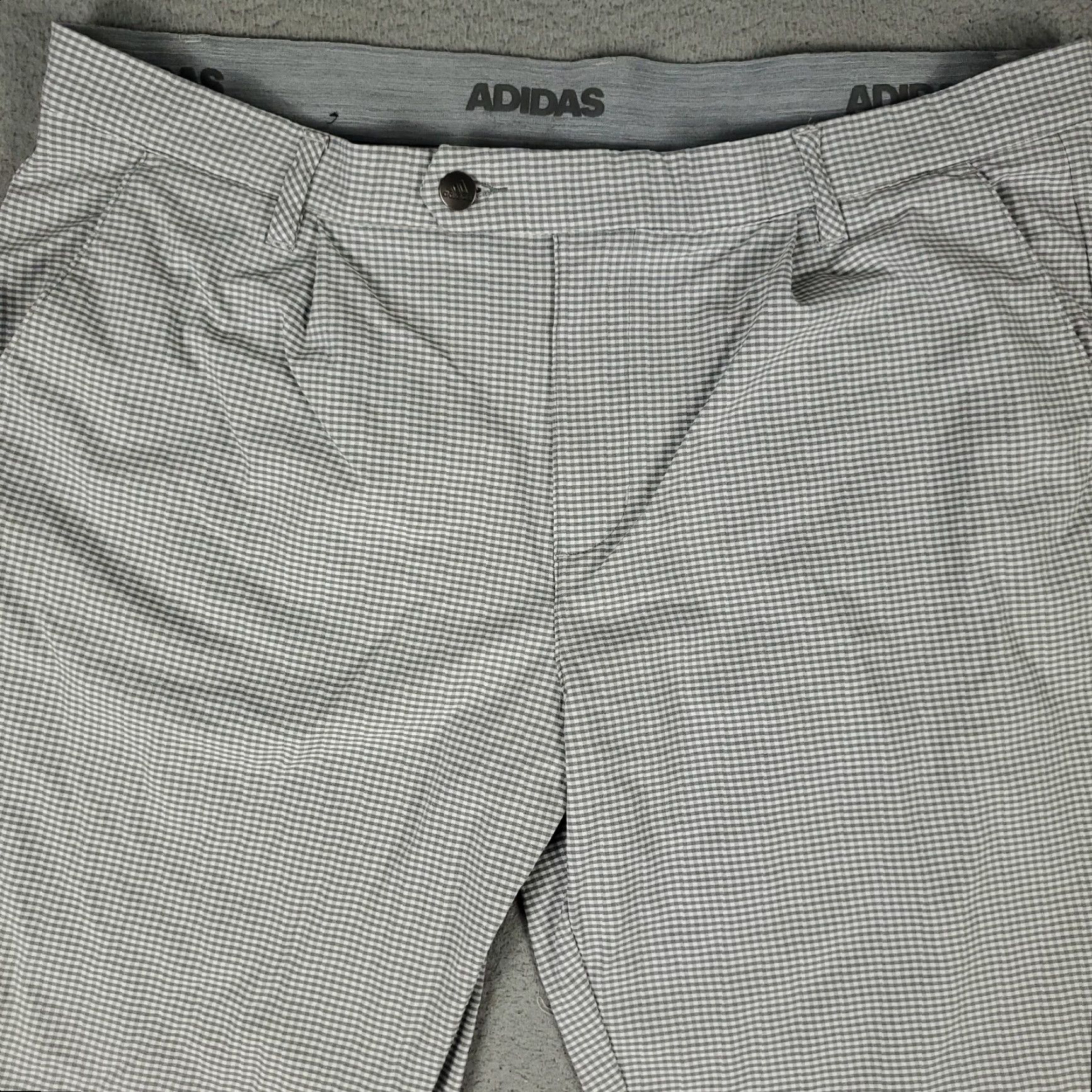 Adidas Adidas Chino Pants Mens 38x28 Gray Check Nylon Stretch Pleated Golf Trousers Size US 38 / EU 54 - 2 Thumbnail