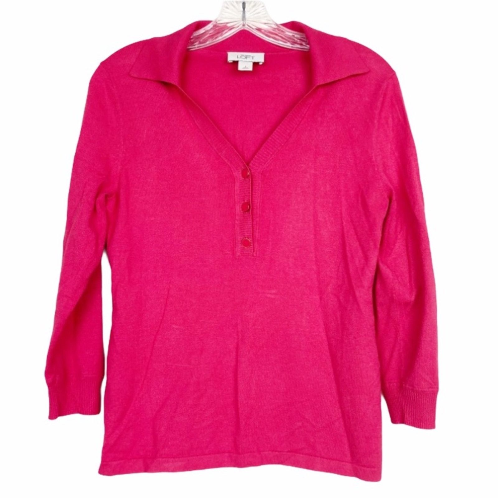 Loft Ann Taylor Loft Pink Popover Top Sz S Size S / US 4 / IT 40 - 1 Thumbnail