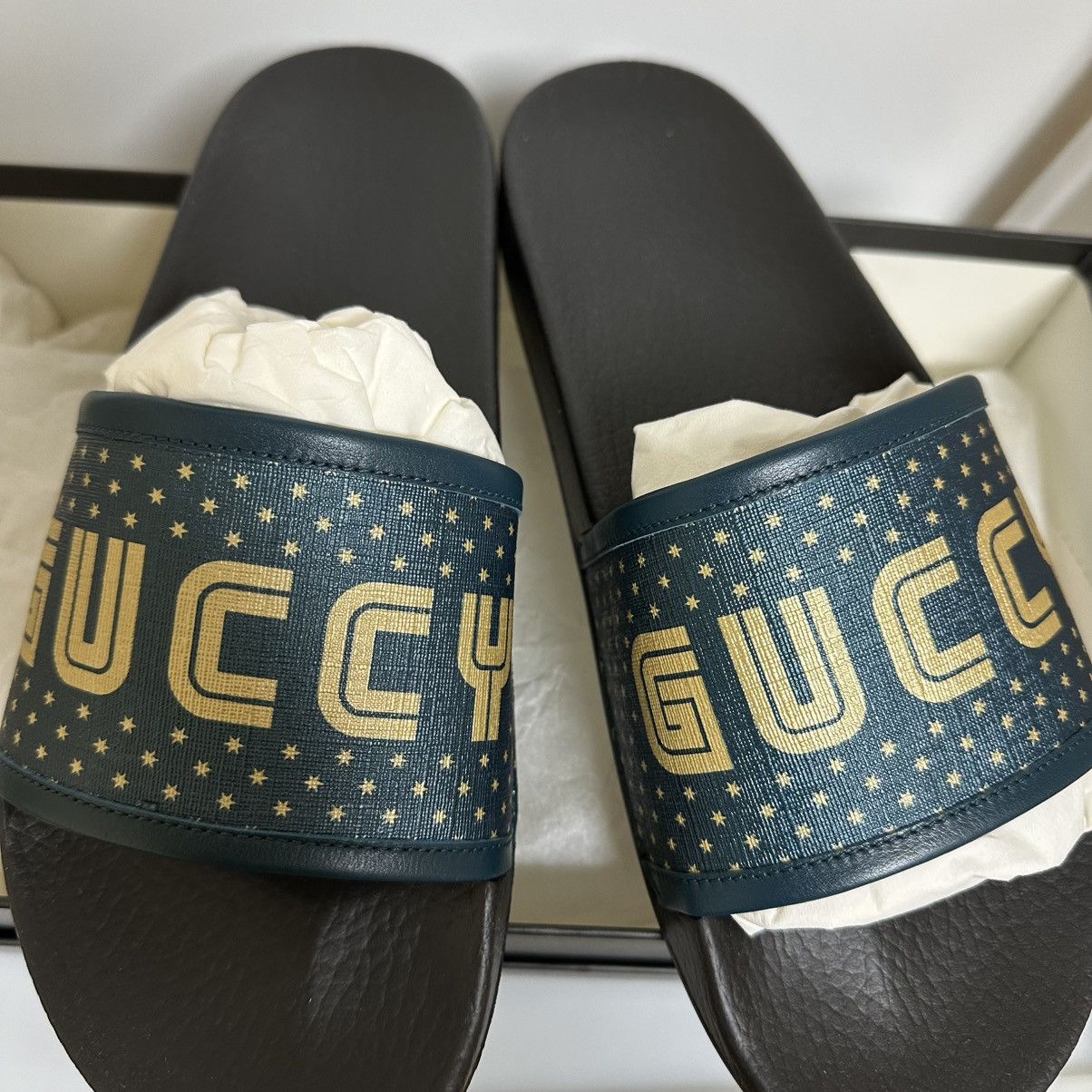 Gucci GUCCI slide sandal GUCCY SEGA black blue NEW size 9 Size US 9 / EU 42 - 4 Thumbnail