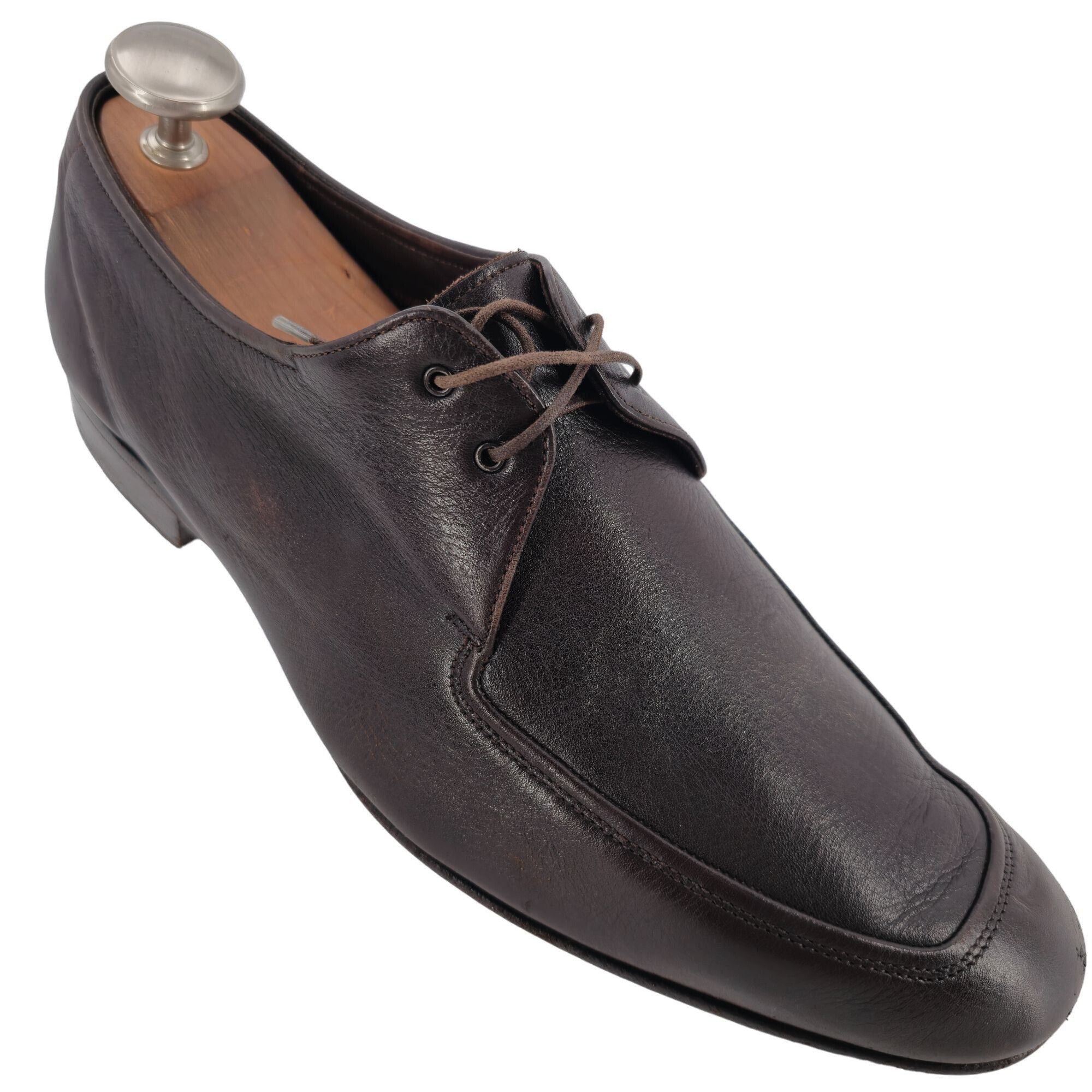 Salvatore Ferragamo Italy Dark Brown Leather Blucher Men