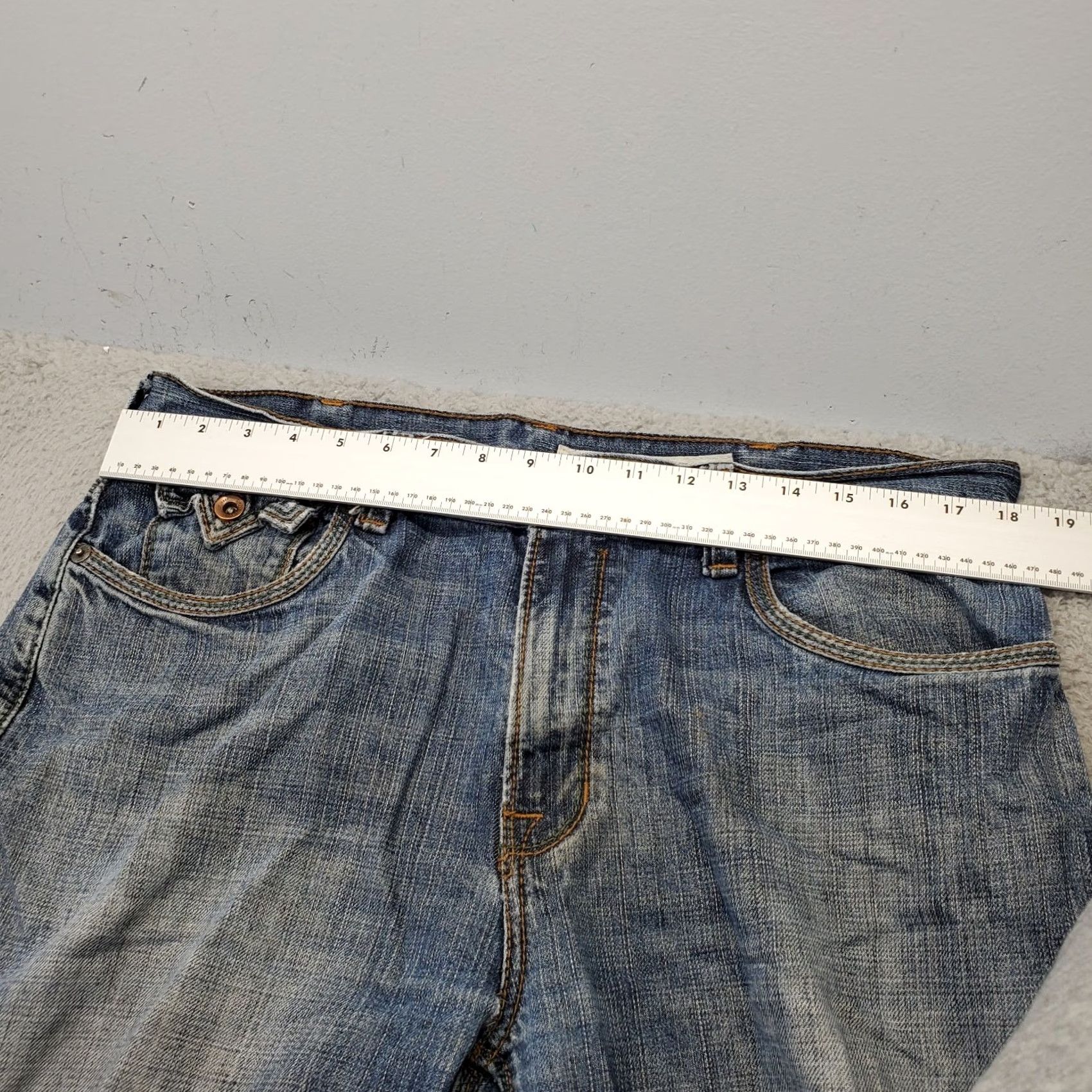 DKNY DKNY Mens 36 Jeans Blue Denim Straight 5-Pocket Belt-Buckle Button 30.5 Inseam Regular Stretch 100% Cotton Vintage: No Size US 36 / EU 52 - 3 Thumbnail