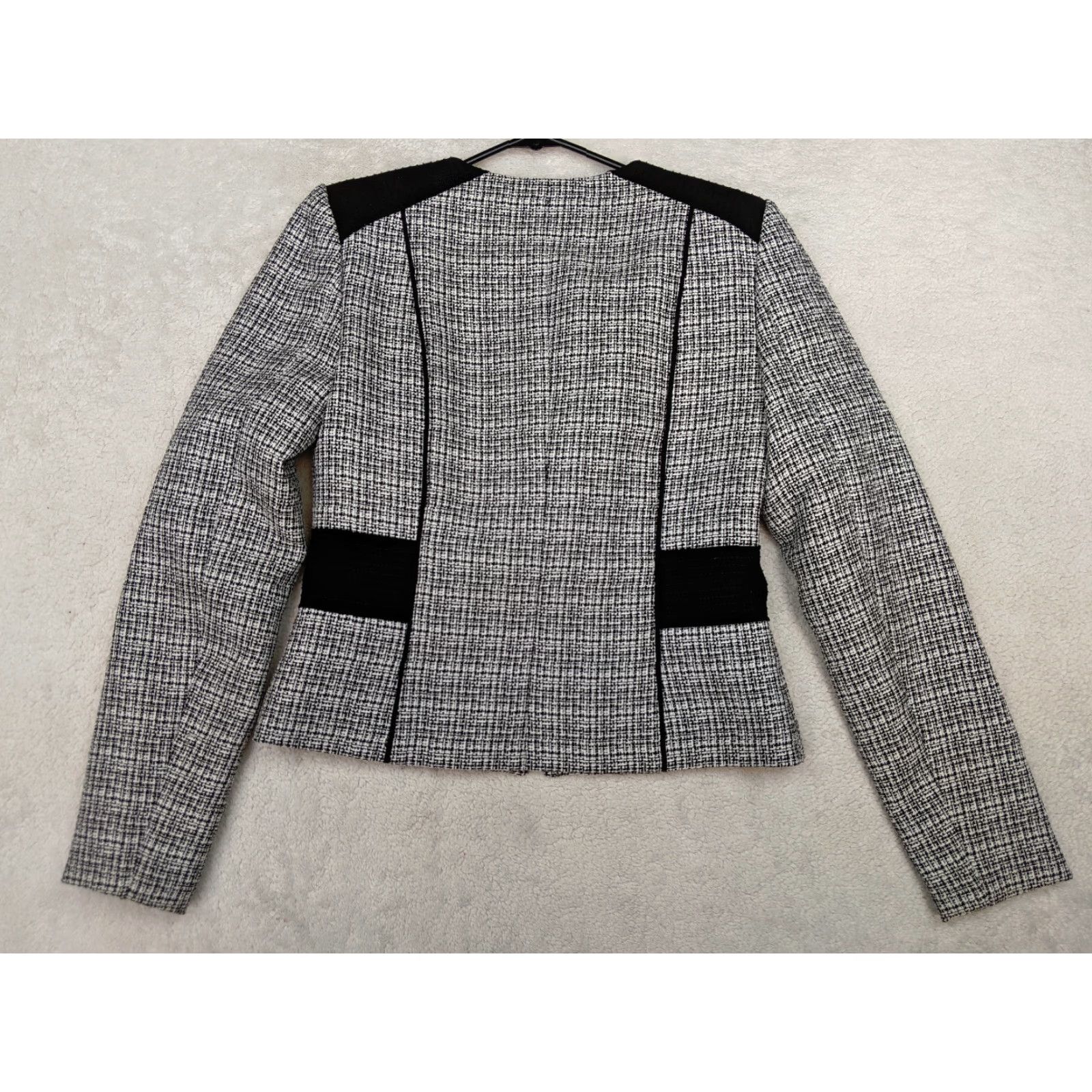 Calvin Klein Calvin Klein Womens 2 Stretch Black White Tweed Full Zip Jacket DK Split Size XXL / US 16-18 / IT 52-54 - 7 Thumbnail