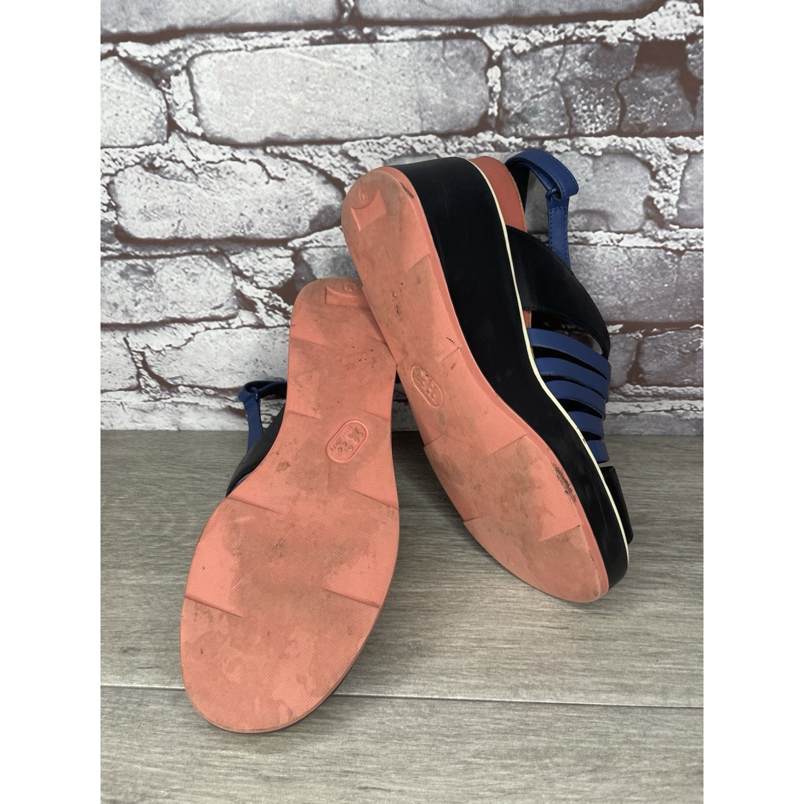 Camper Camper Tropic Black Blue Leather Ankle Strap Wedge Sandals W Size US 5.5 / IT 35.5 - 11 Thumbnail
